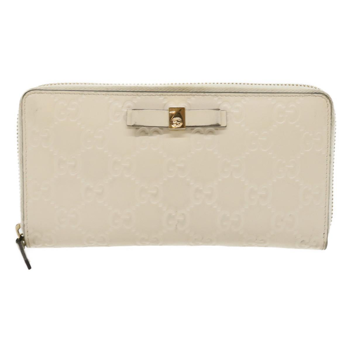 GUCCI GG Canvas Guccissima Long Wallet White 30393