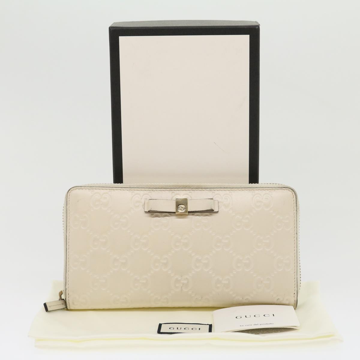 GUCCI GG Canvas Guccissima Long Wallet White 30393