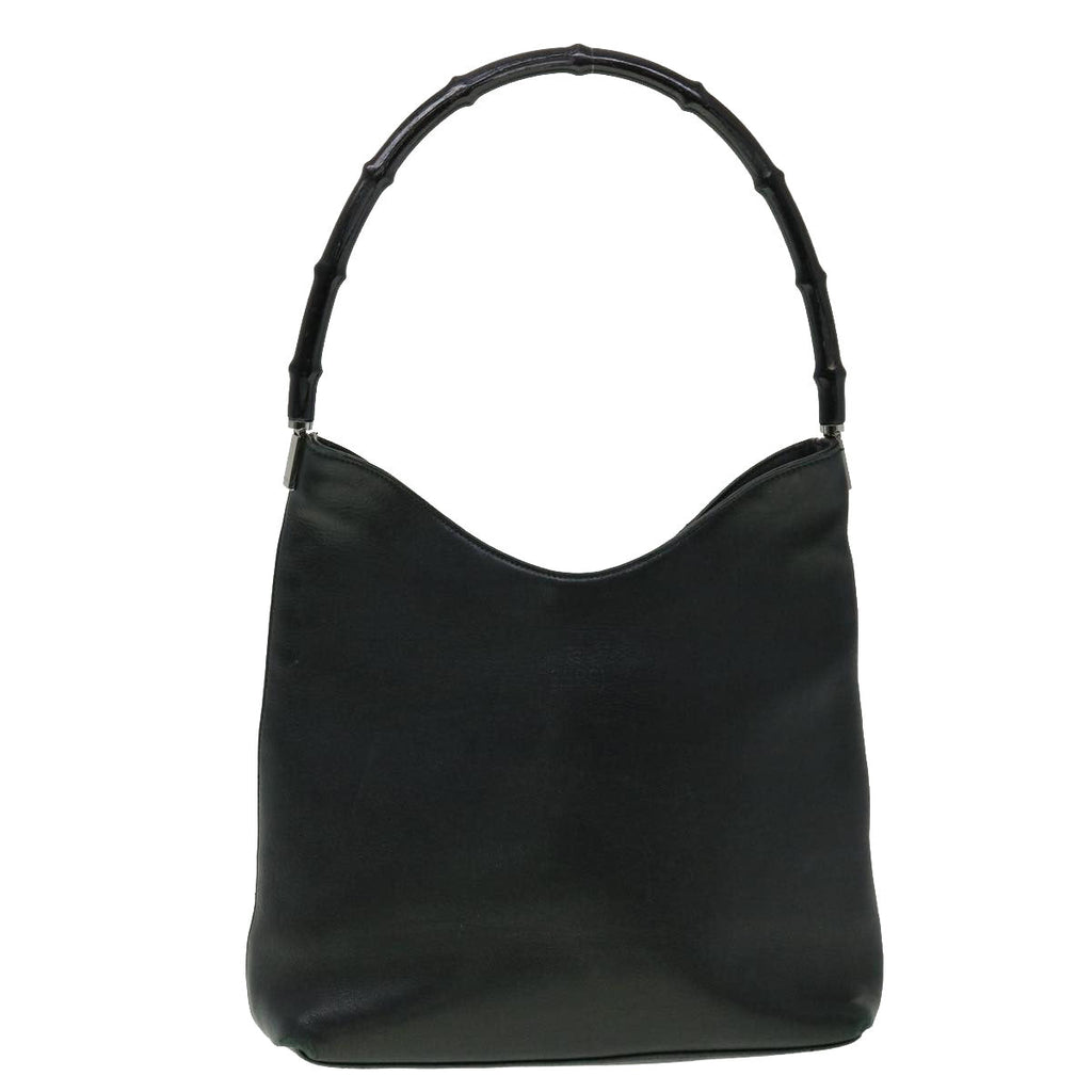 GUCCI Bamboo Shoulder Bag Leather Black 30395