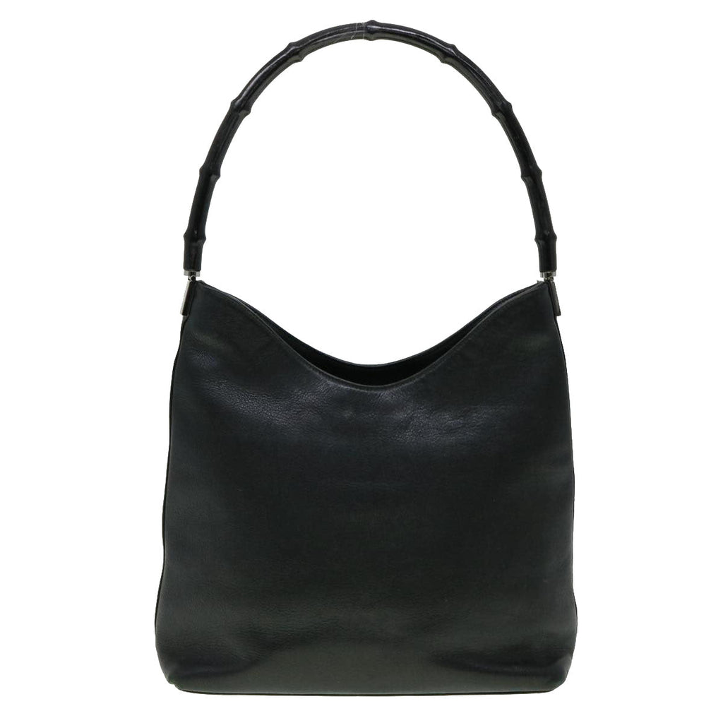 GUCCI Bamboo Shoulder Bag Leather Black 30395