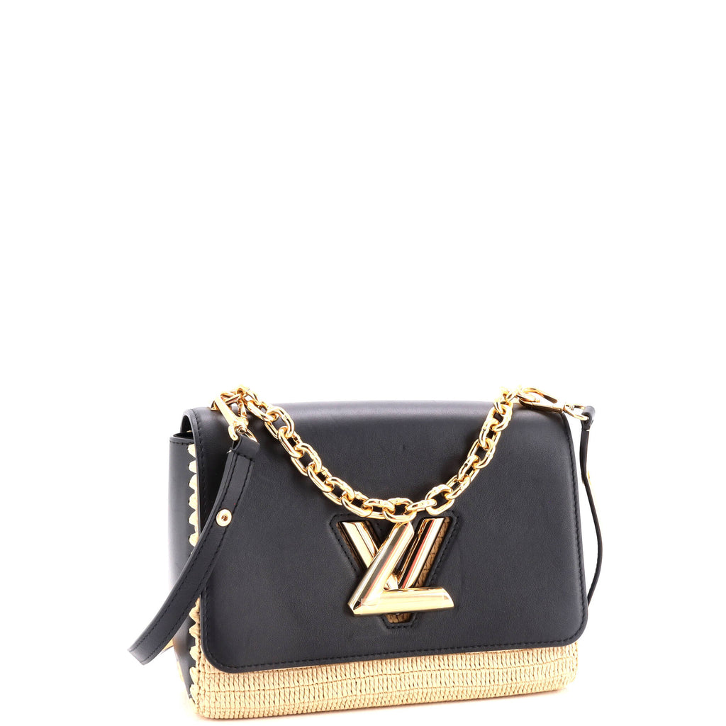 Louis Vuitton Twist Convertible Handbag Leather and Raffia MM