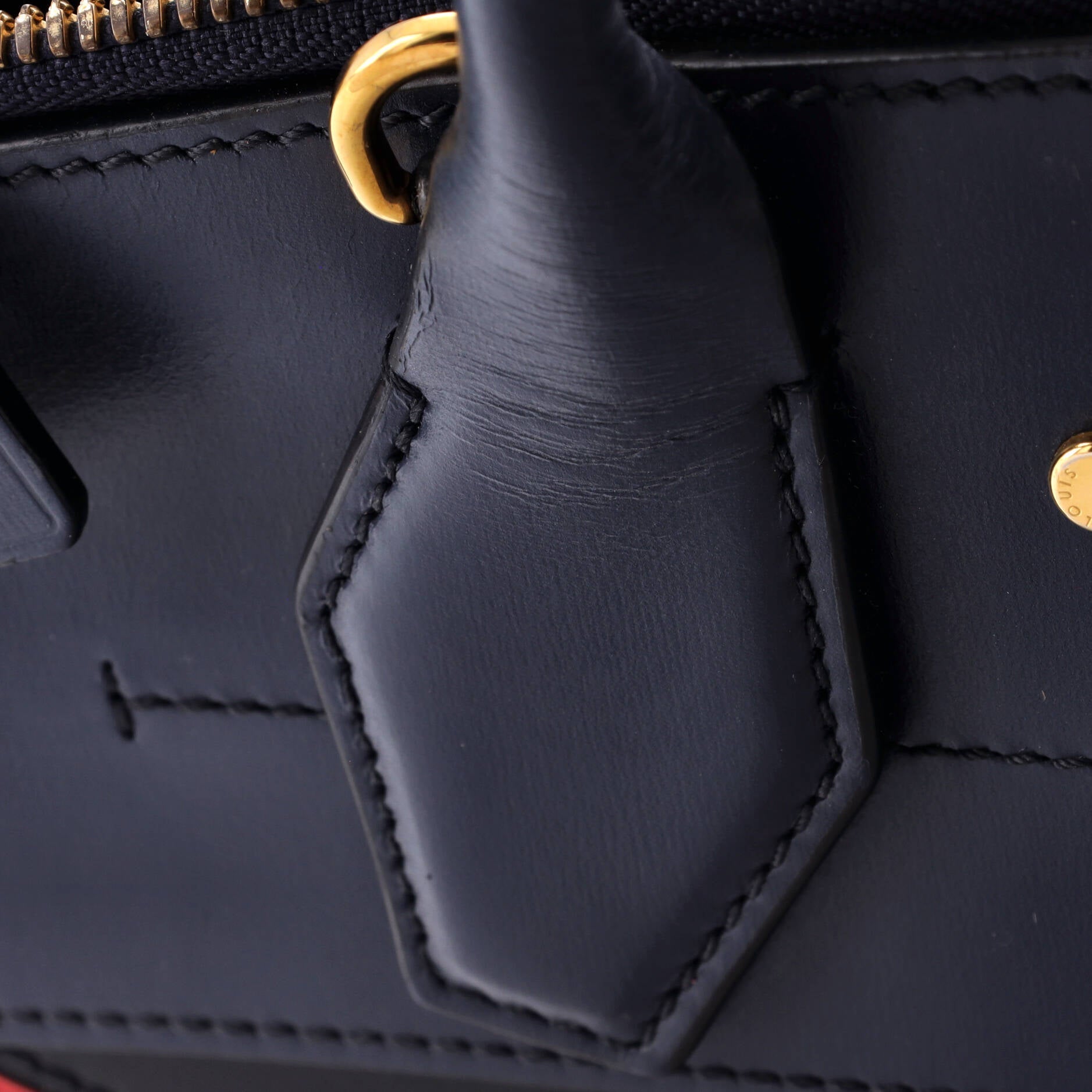 Louis Vuitton City Steamer Handbag Limited Edition Striped Leather with Monogram Canvas PM