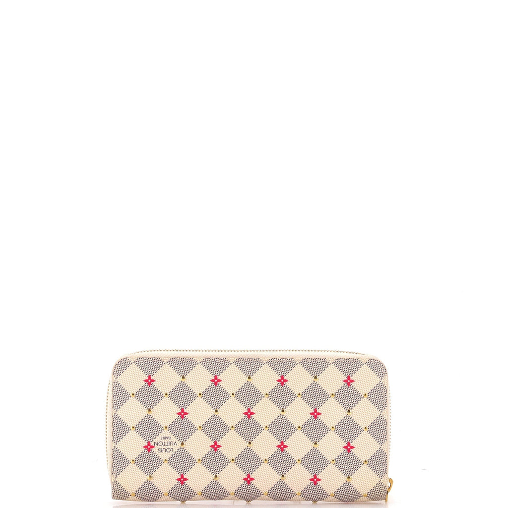Louis Vuitton Zippy Wallet Flower Printed Studded Damier
