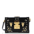 Louis Vuitton Petite Malle Handbag Studded Taiga Leather and Monogram Canvas
