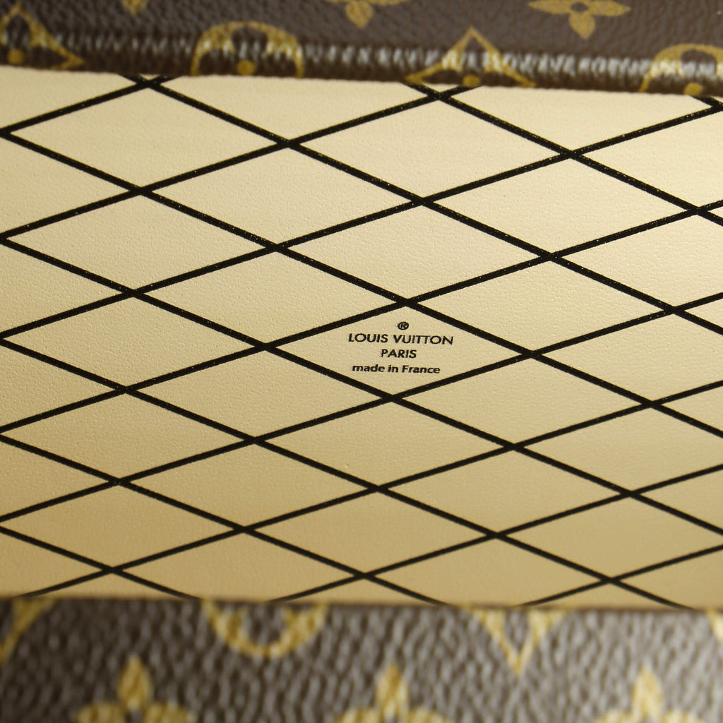 Louis Vuitton Petite Malle Handbag Studded Taiga Leather and Monogram Canvas