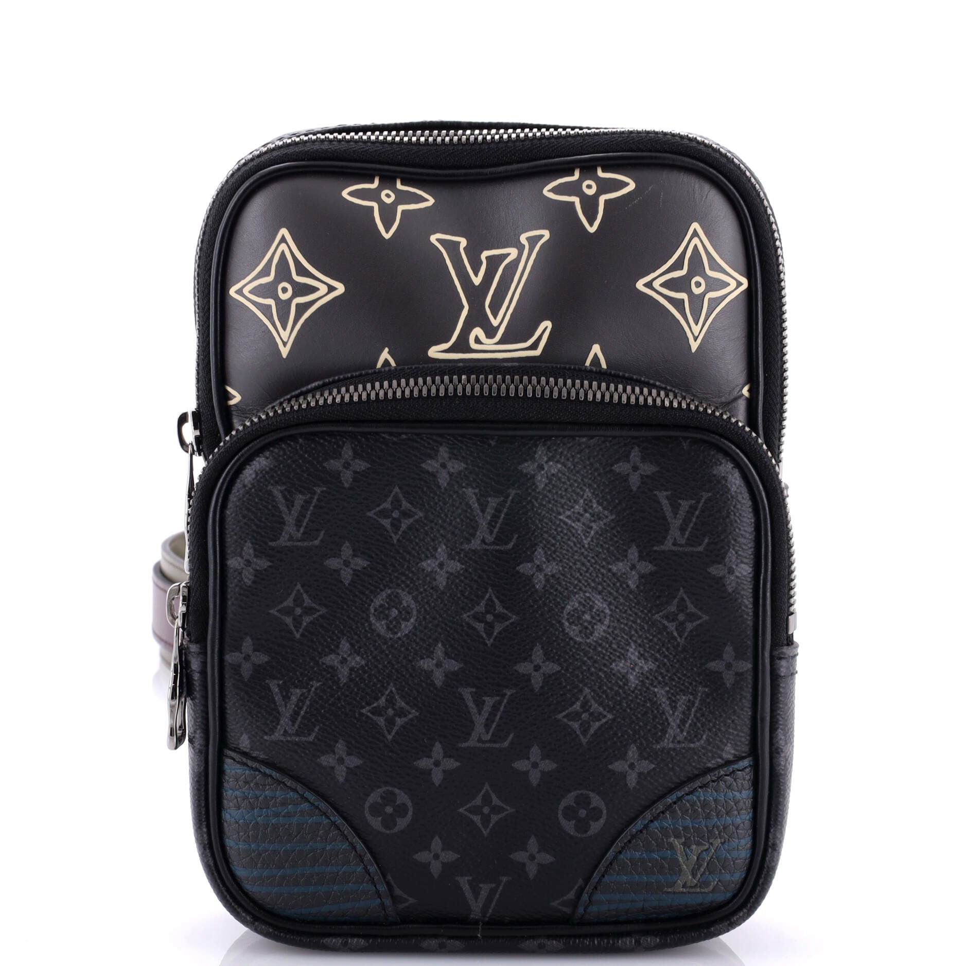 Louis Vuitton Amazone Sling Bag Patchwork Monogram Eclipse Canvas and Printed Leather
