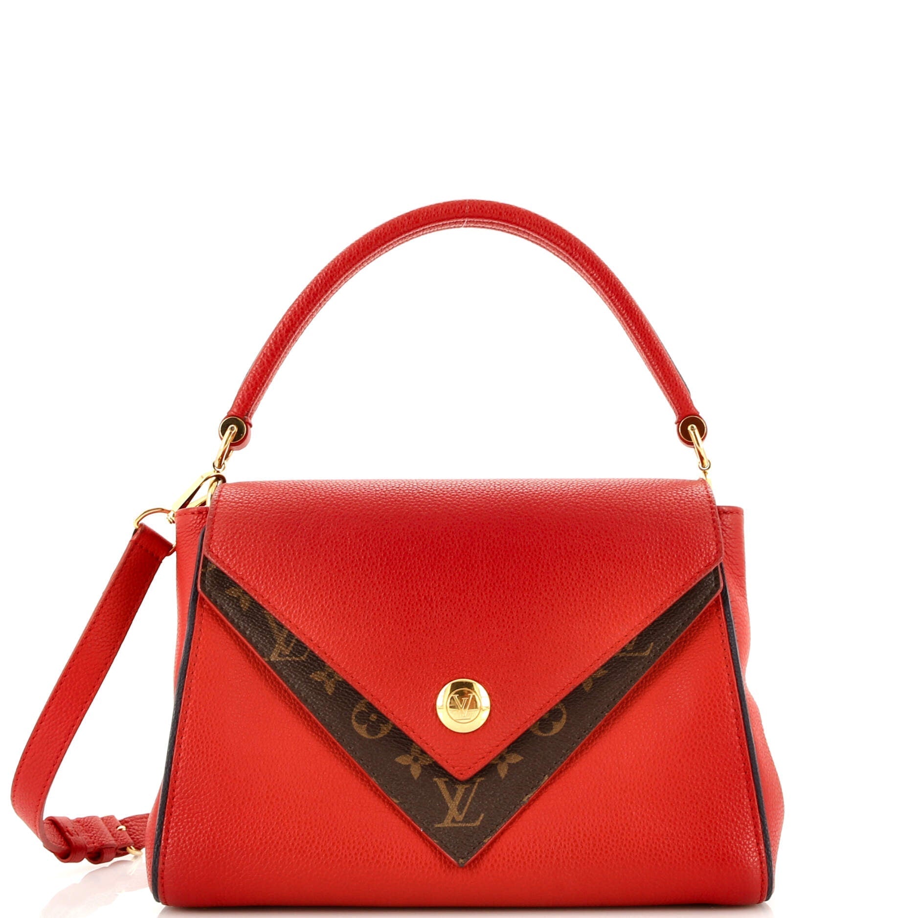 Louis Vuitton Double V Handbag Calfskin with Monogram Canvas