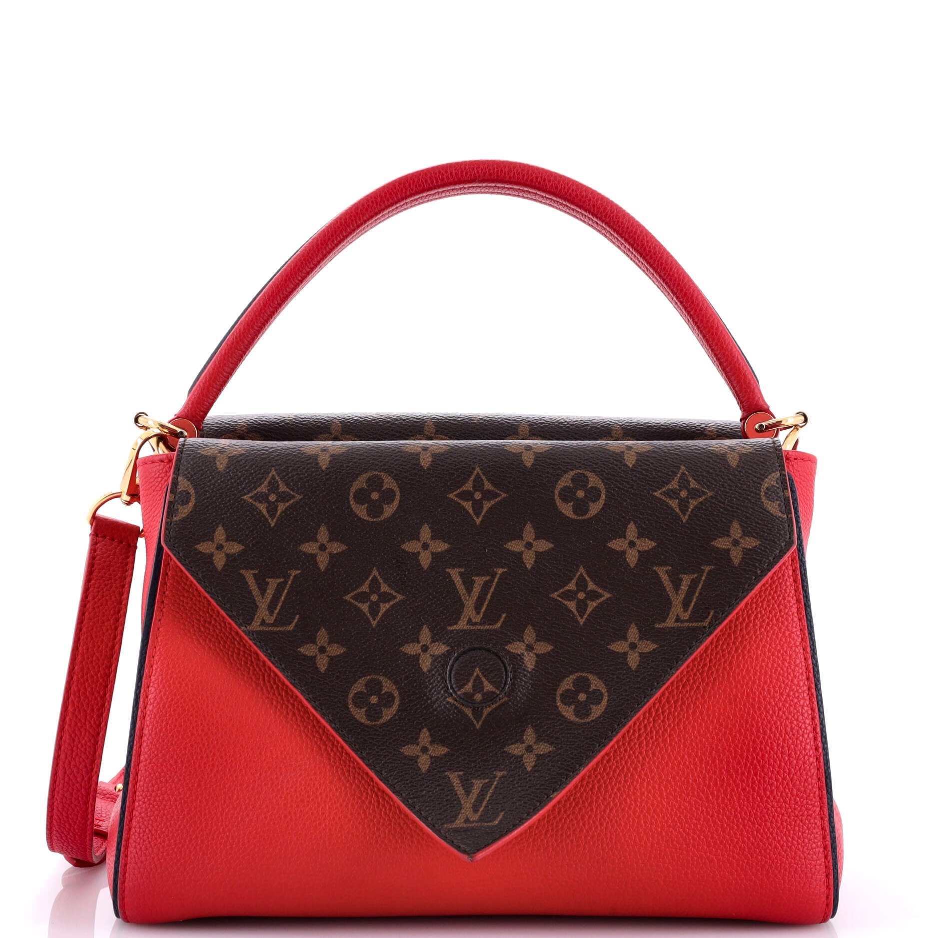 Louis Vuitton Double V Handbag Calfskin with Monogram Canvas
