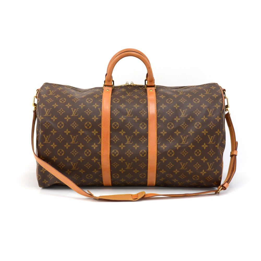 Louis Vuitto Keepall 55 Bandouliere Monogram Canvas Travel Bag with Strap