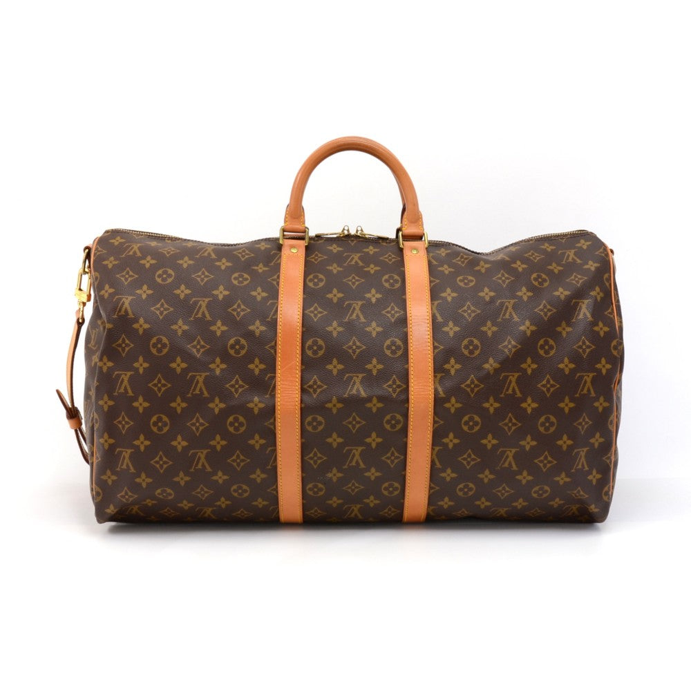 Louis Vuitto Keepall 55 Bandouliere Monogram Canvas Travel Bag with Strap
