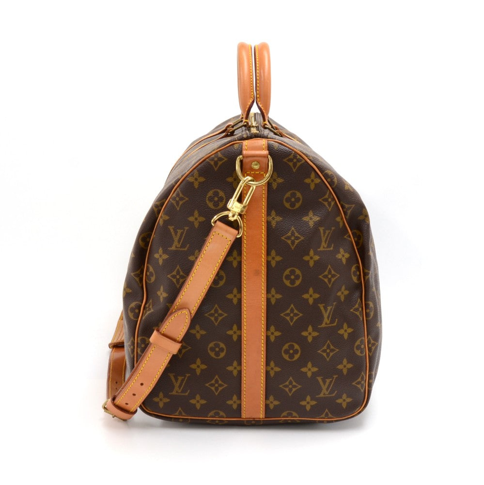 Louis Vuitto Keepall 55 Bandouliere Monogram Canvas Travel Bag with Strap