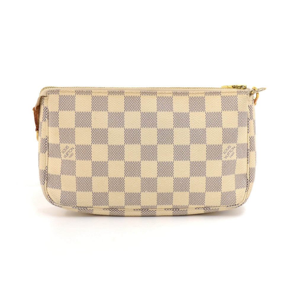 Louis Vuitto Pochette Accessoires Damier Azur Canvas Bag with Strap