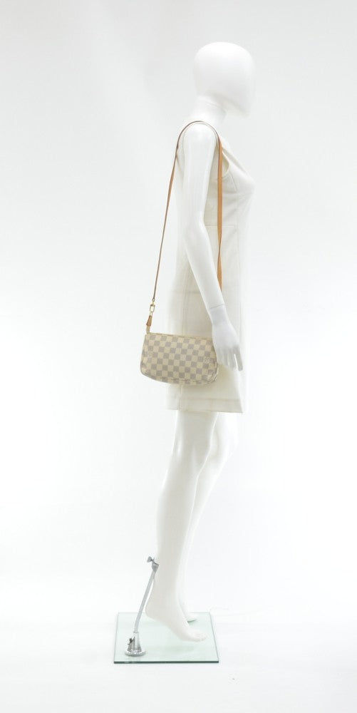 Louis Vuitto Pochette Accessoires Damier Azur Canvas Bag with Strap