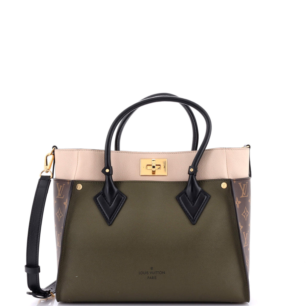 Louis Vuitton On My Side Tote Leather with Monogram Canvas MM