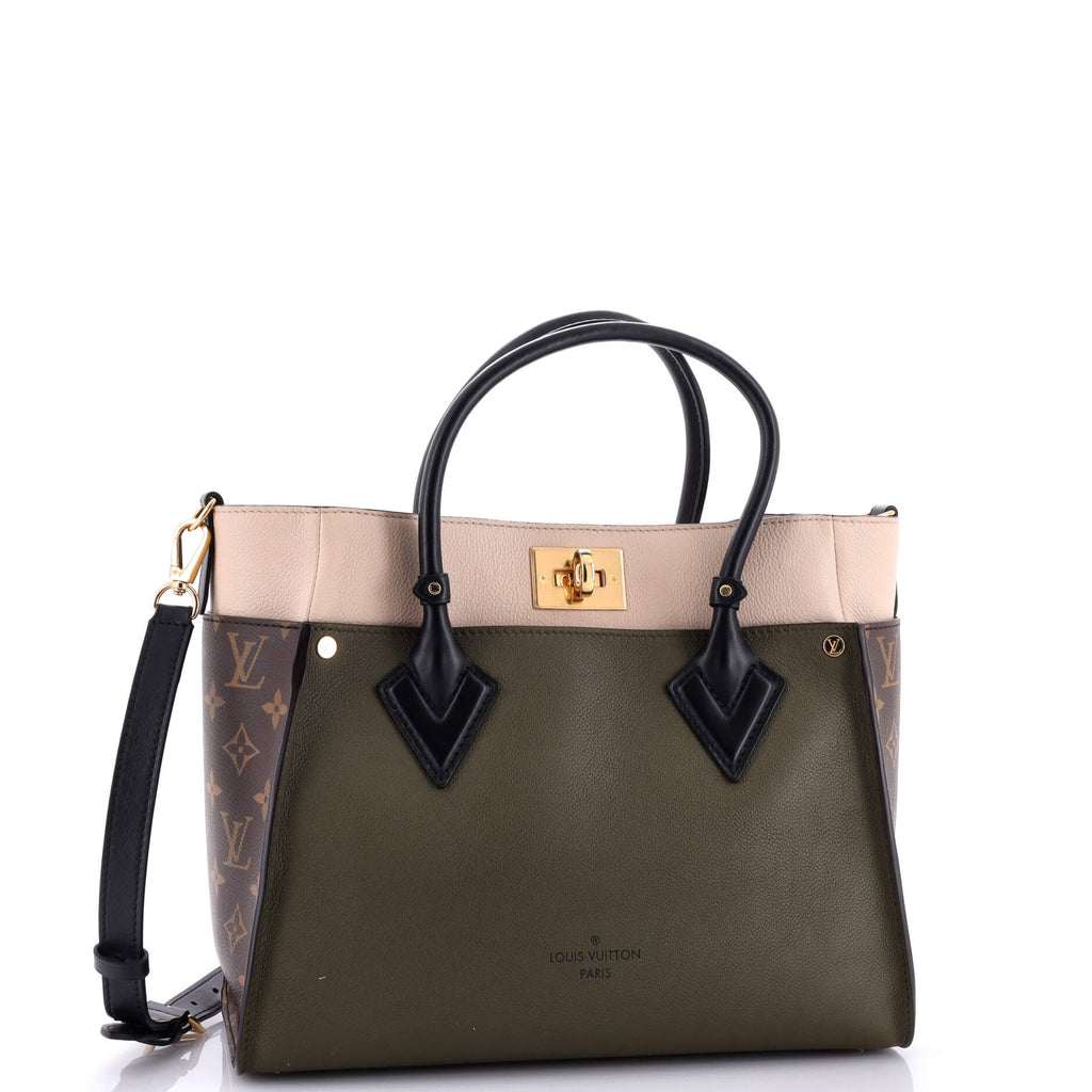 Louis Vuitton On My Side Tote Leather with Monogram Canvas MM
