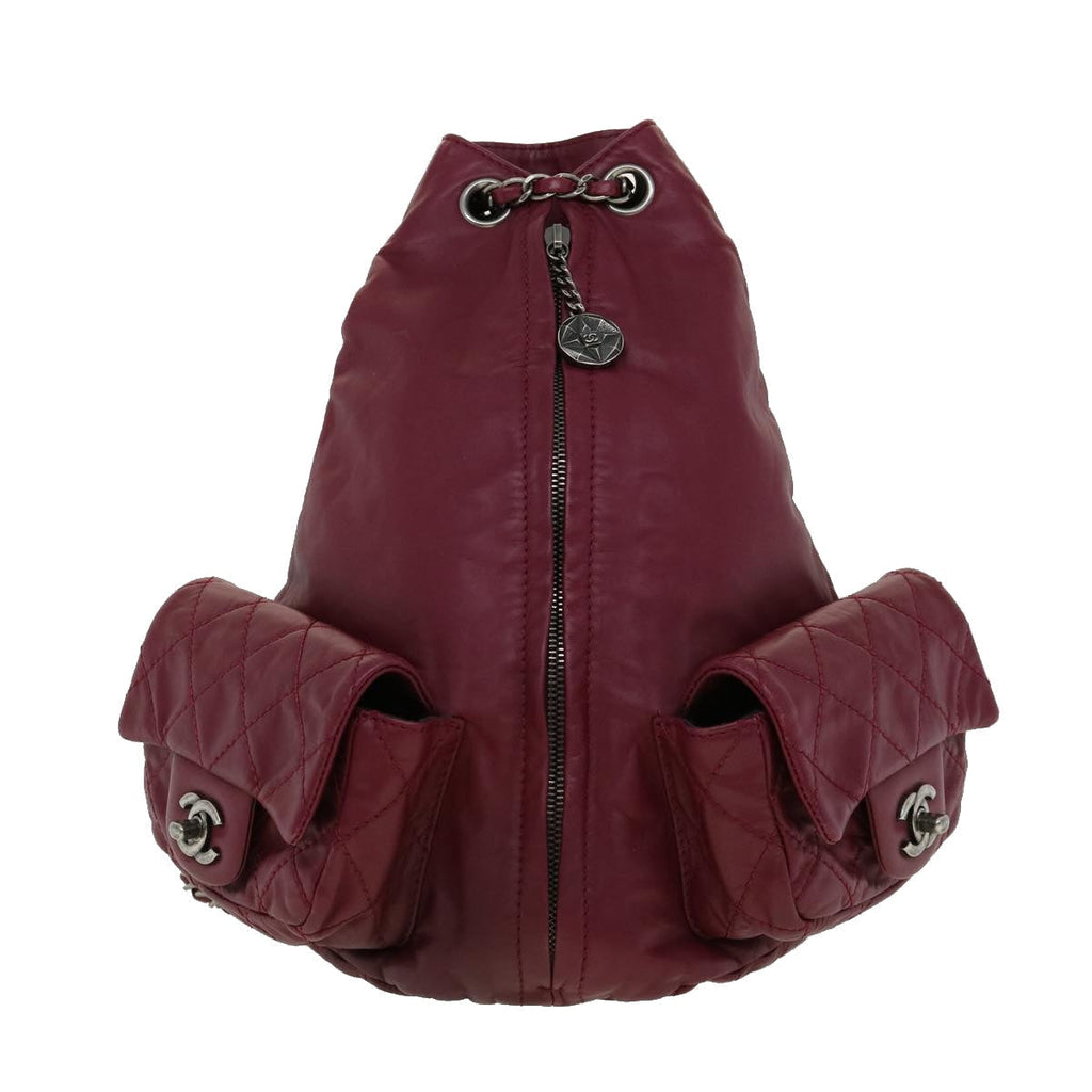 CHANEL Matelasse Chain Backpack Lamb Skin Bordeaux CC 30736A