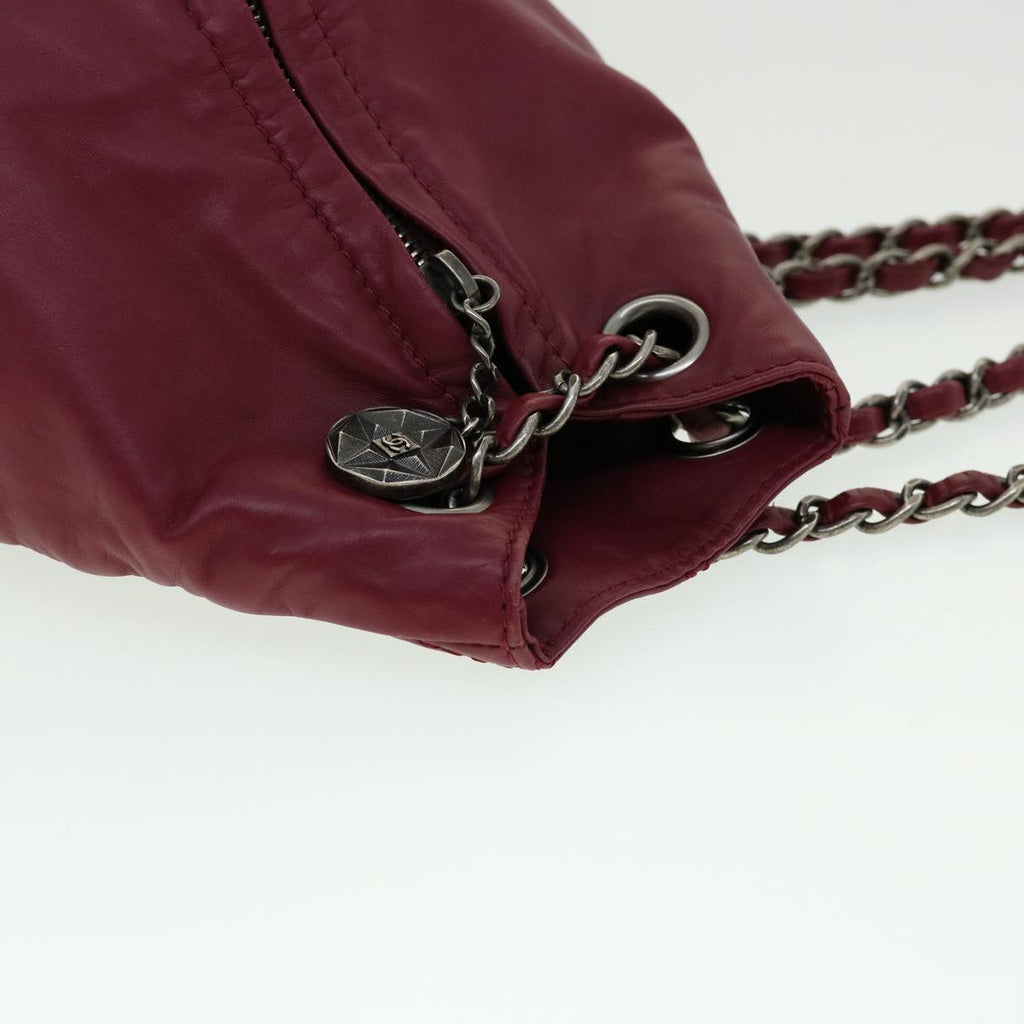 CHANEL Matelasse Chain Backpack Lamb Skin Bordeaux CC 30736A