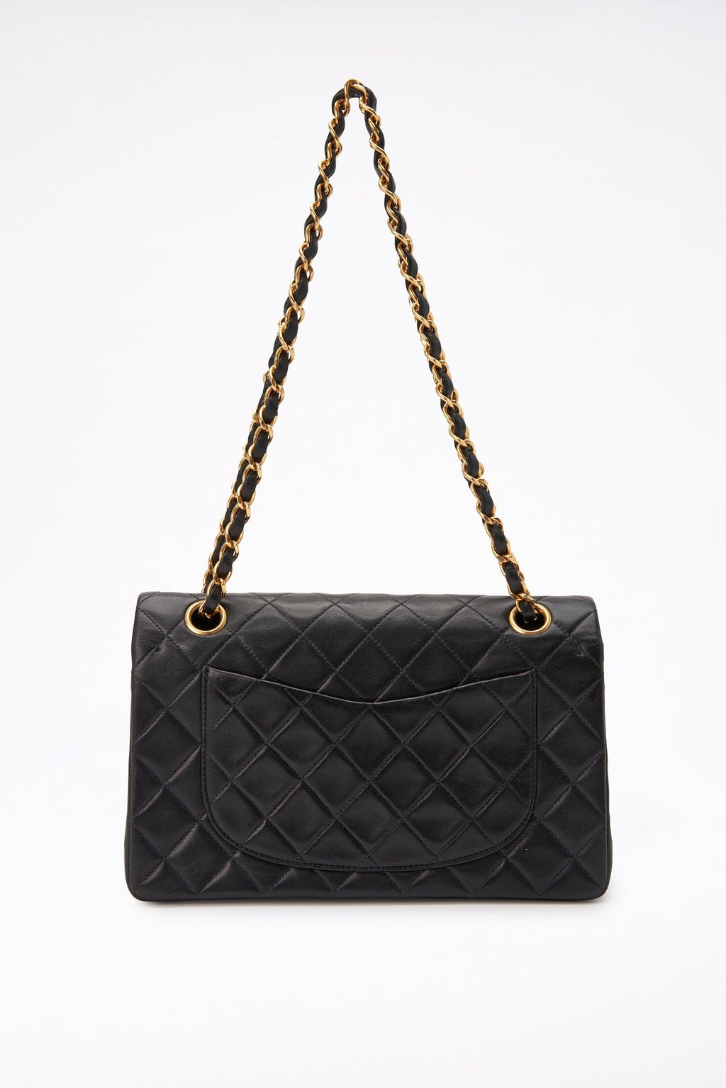 Vintage Chanel Classic Double Flap Bag Small Black Lambskin Leather