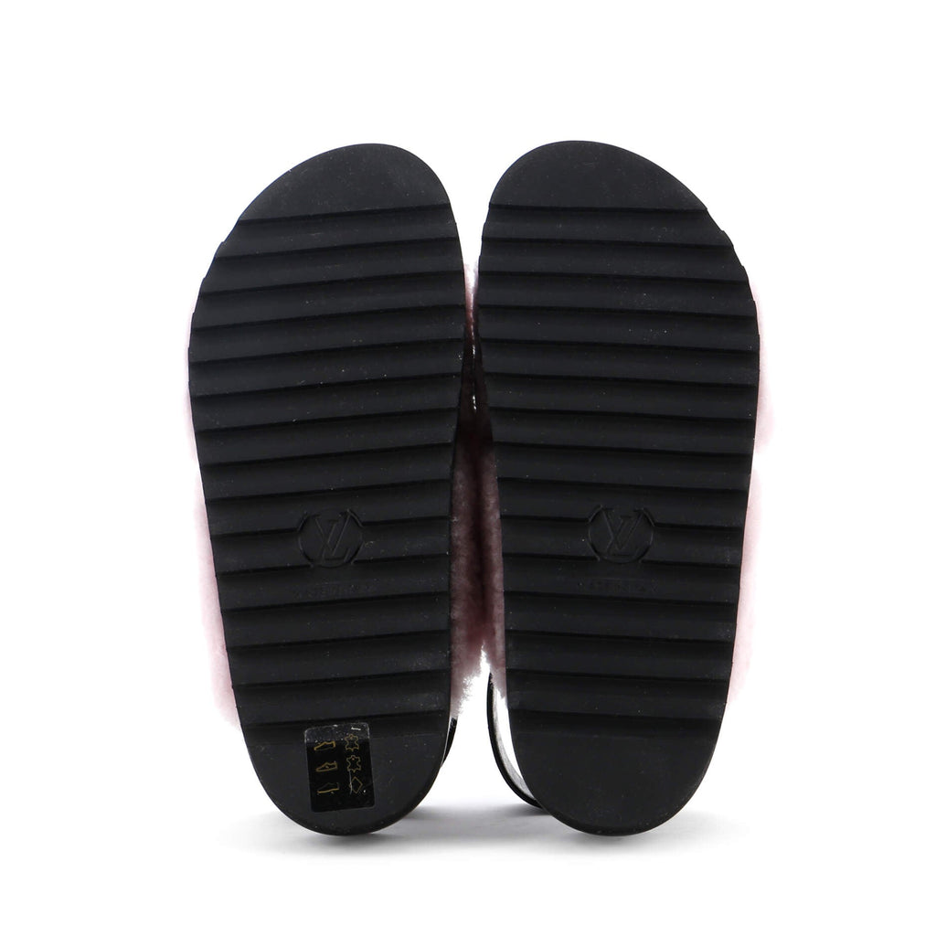 Louis Vuitton Women's Paseo Comfort Slide Slingback Sandals Shearling with Leather