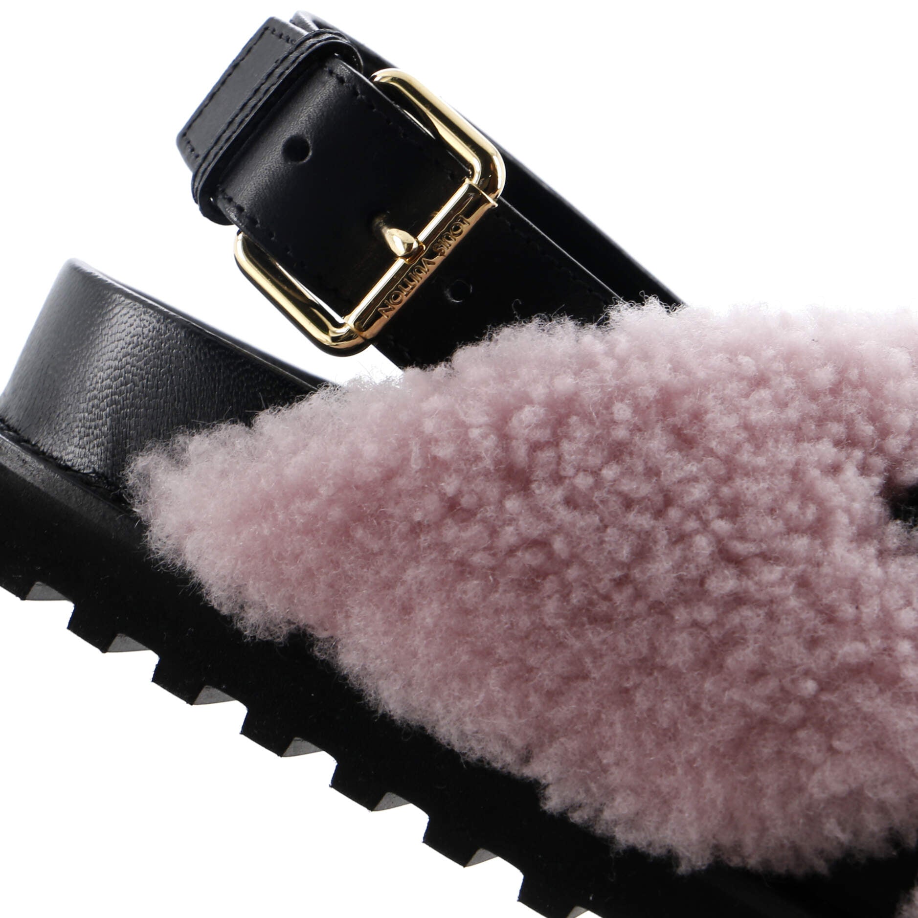 Louis Vuitton Women's Paseo Comfort Slide Slingback Sandals Shearling with Leather