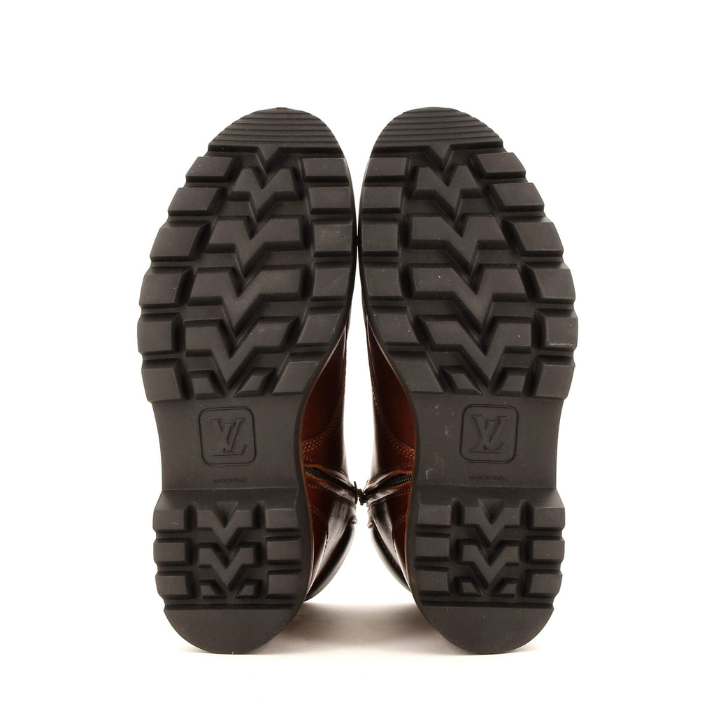 Louis Vuitton Men's Nigo Oberkampf Ankle Boots Leather with Limited Edition Stripes Monogram Canvas