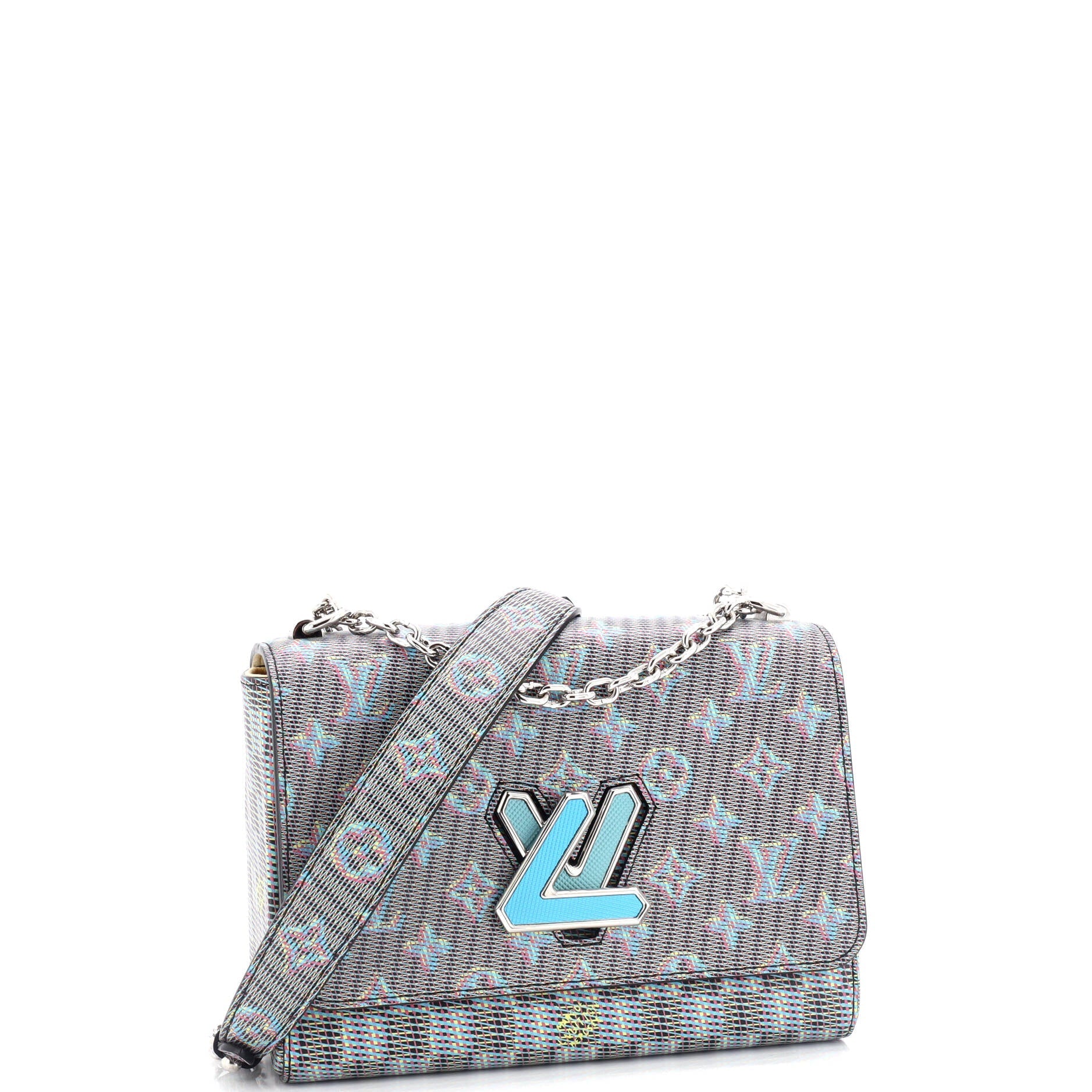 Louis Vuitton Twist Handbag Damier Monogram LV Pop Leather MM