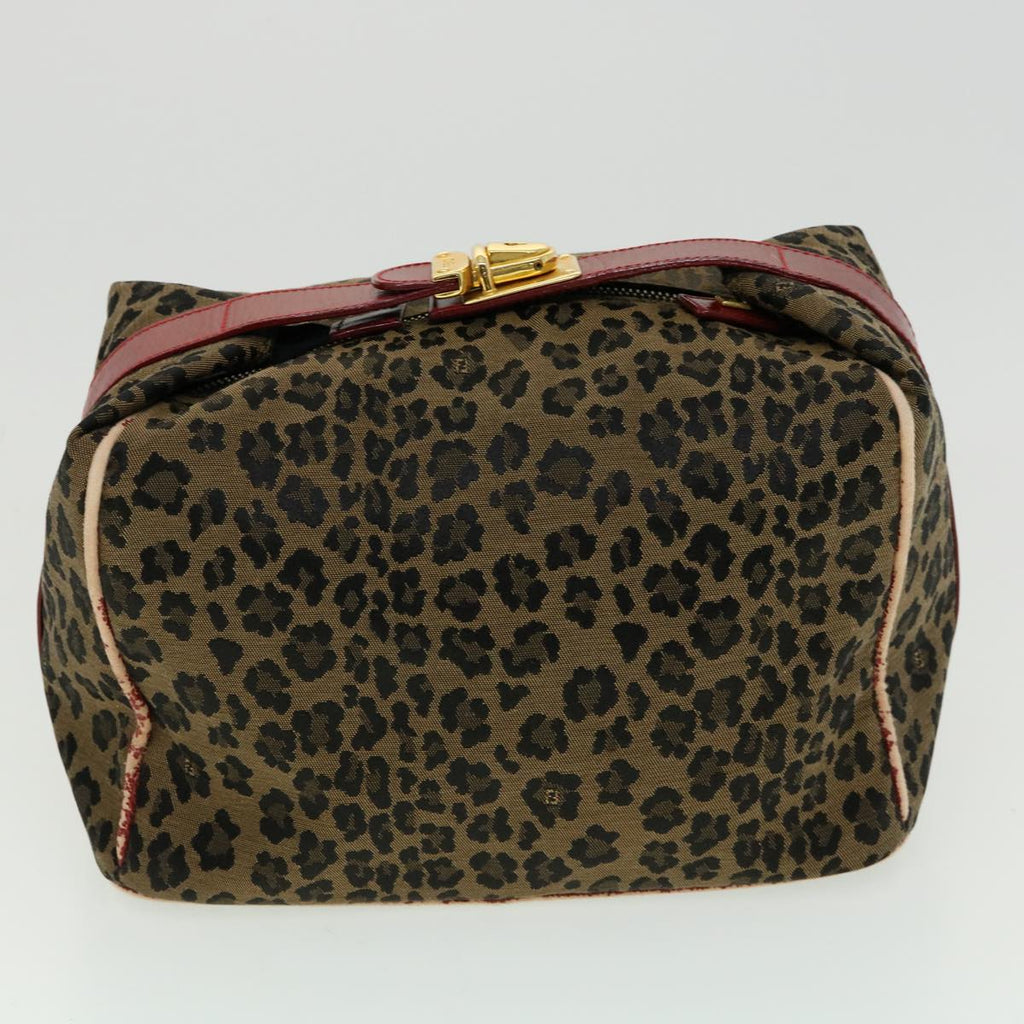 FENDI Zucca Canvas Leopard Flower Tote Bag Hand Bag 2Set Brown Red 30898