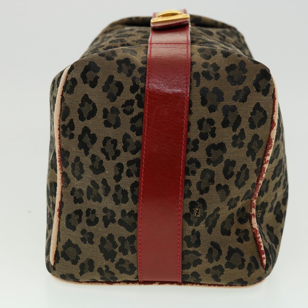 FENDI Zucca Canvas Leopard Flower Tote Bag Hand Bag 2Set Brown Red 30898