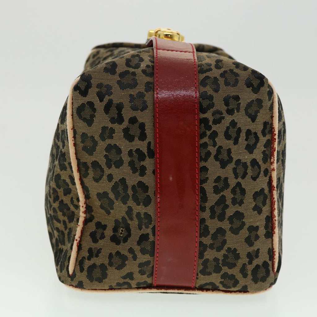 FENDI Zucca Canvas Leopard Flower Tote Bag Hand Bag 2Set Brown Red 30898
