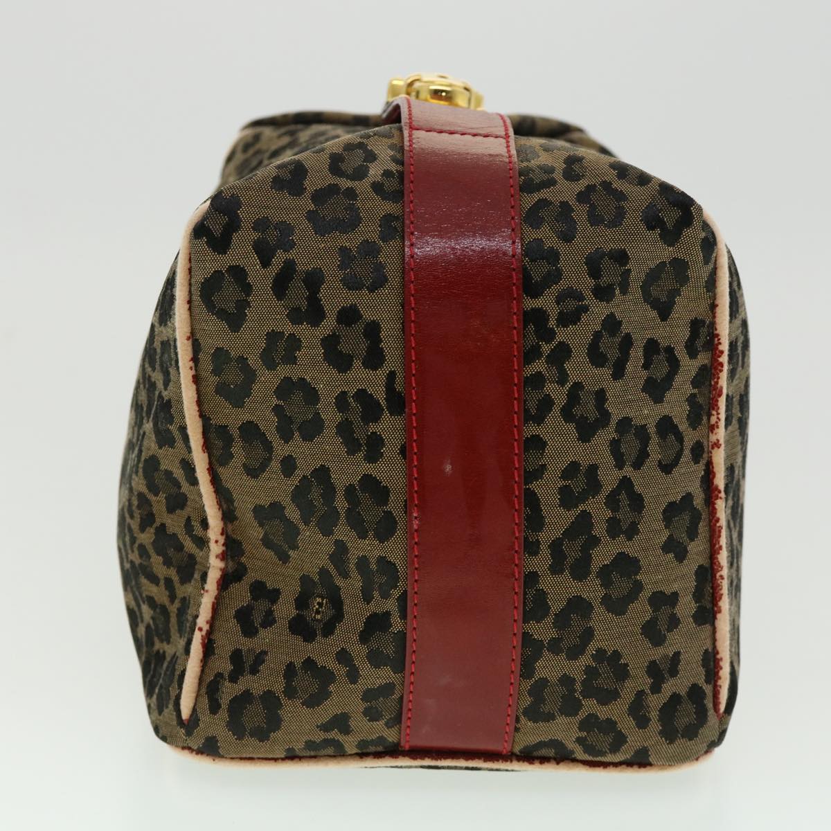 FENDI Zucca Canvas Leopard Flower Tote Bag Hand Bag 2Set Brown Red 30898