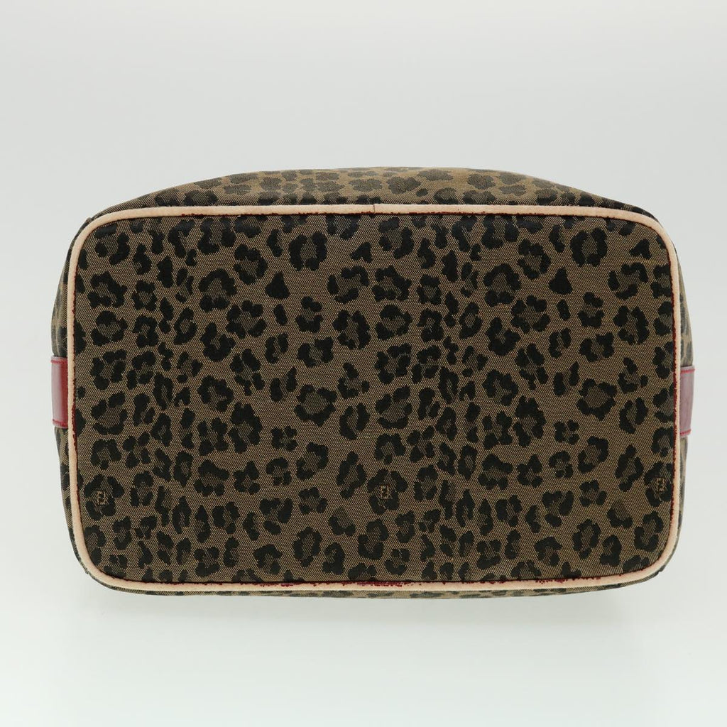 FENDI Zucca Canvas Leopard Flower Tote Bag Hand Bag 2Set Brown Red 30898