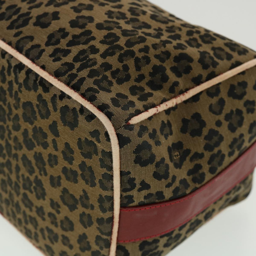 FENDI Zucca Canvas Leopard Flower Tote Bag Hand Bag 2Set Brown Red 30898