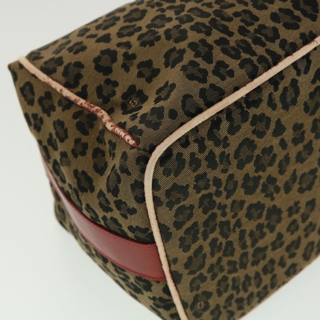 FENDI Zucca Canvas Leopard Flower Tote Bag Hand Bag 2Set Brown Red 30898