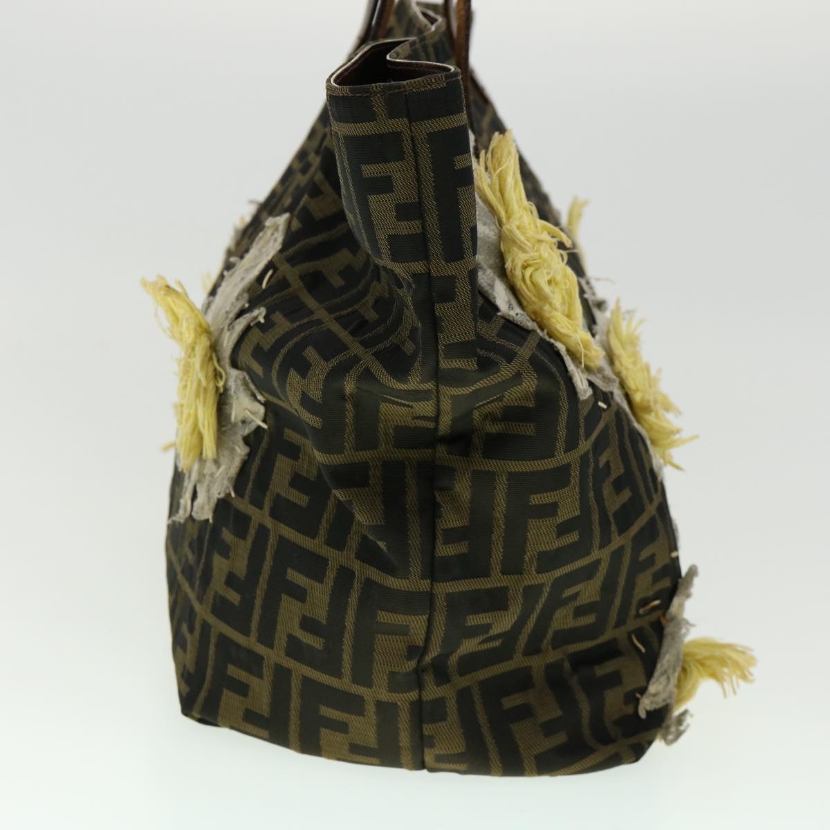 FENDI Zucca Canvas Leopard Flower Tote Bag Hand Bag 2Set Brown Red 30898