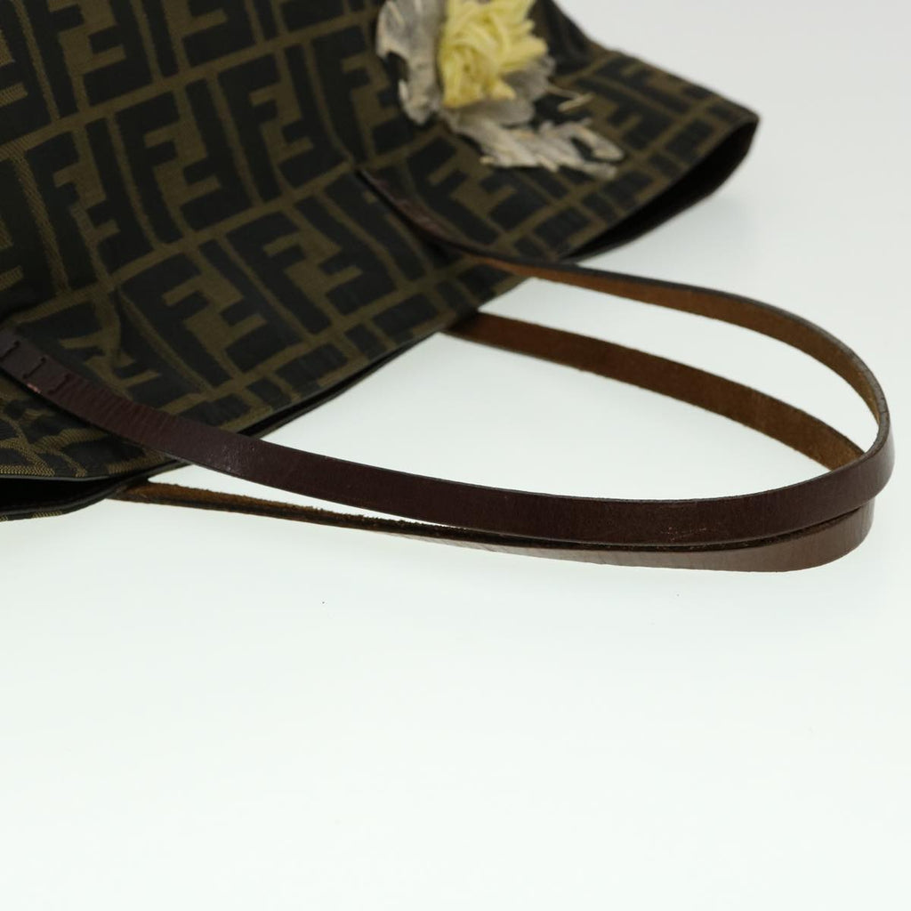 FENDI Zucca Canvas Leopard Flower Tote Bag Hand Bag 2Set Brown Red 30898