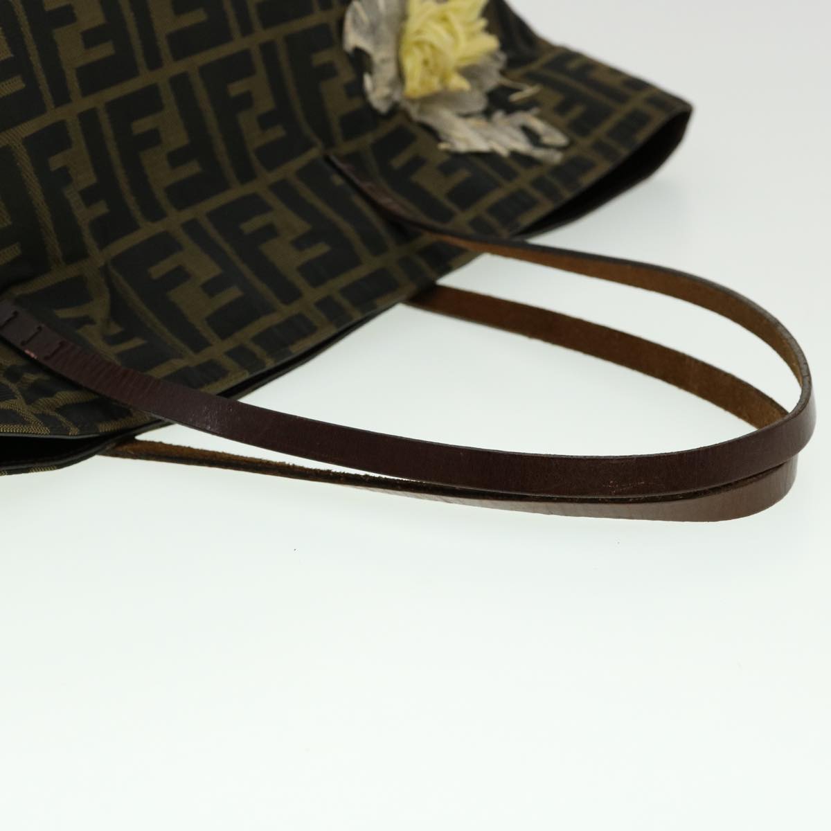 FENDI Zucca Canvas Leopard Flower Tote Bag Hand Bag 2Set Brown Red 30898