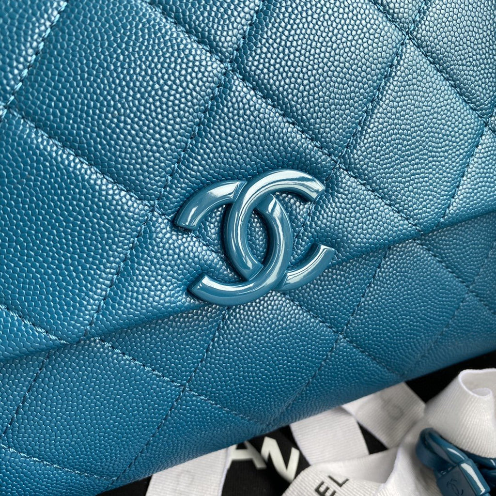CHLFlap Bag Red Hardware Grained Blue For Women, Women’s Handbags, Shoulder Bags 9.4in/24cm AS2303