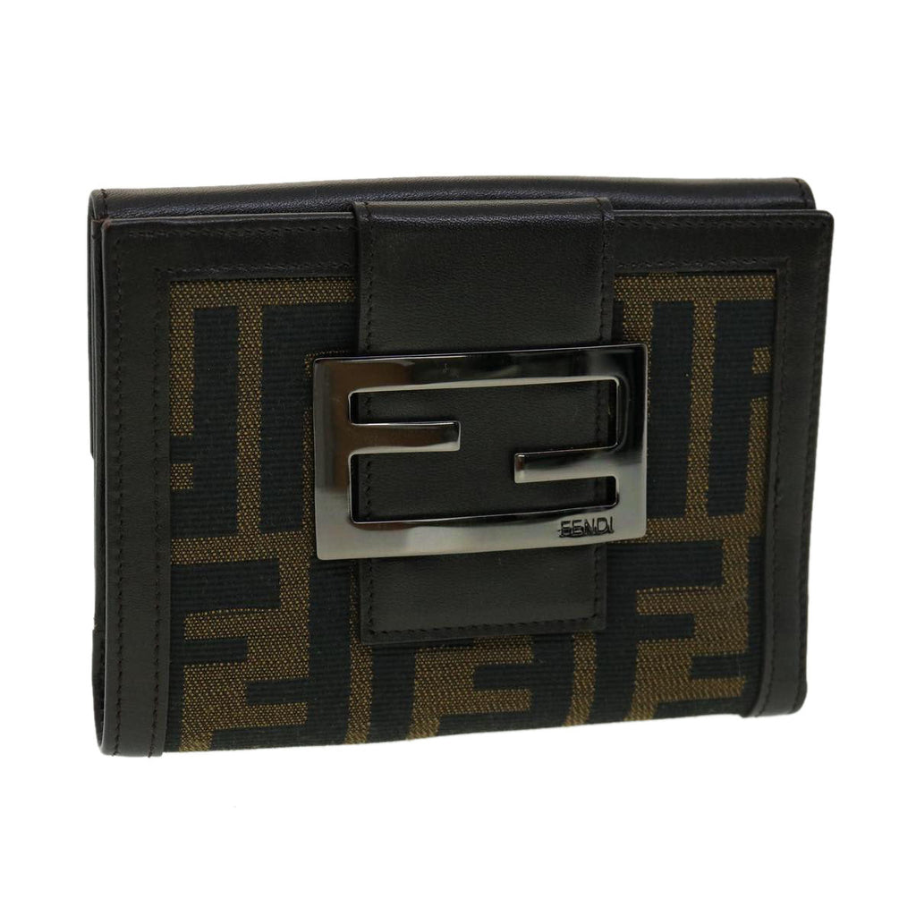 FENDI Zucca Canvas Wallet Black Brown 30916