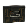 FENDI Zucca Canvas Wallet Black Brown 30916