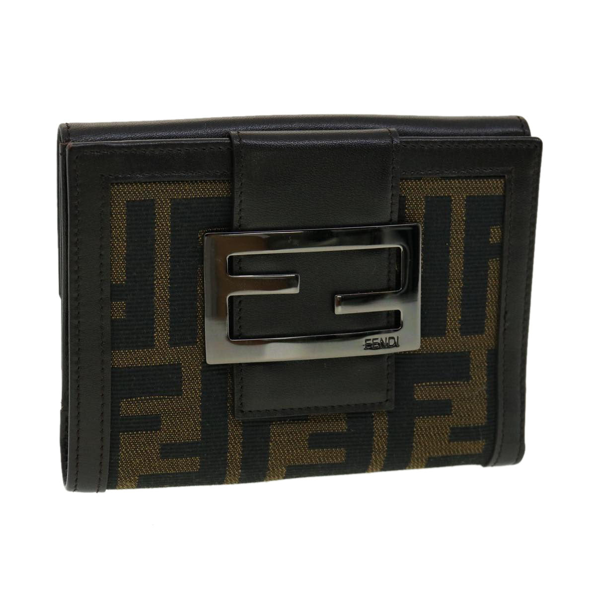 FENDI Zucca Canvas Wallet Black Brown 30916