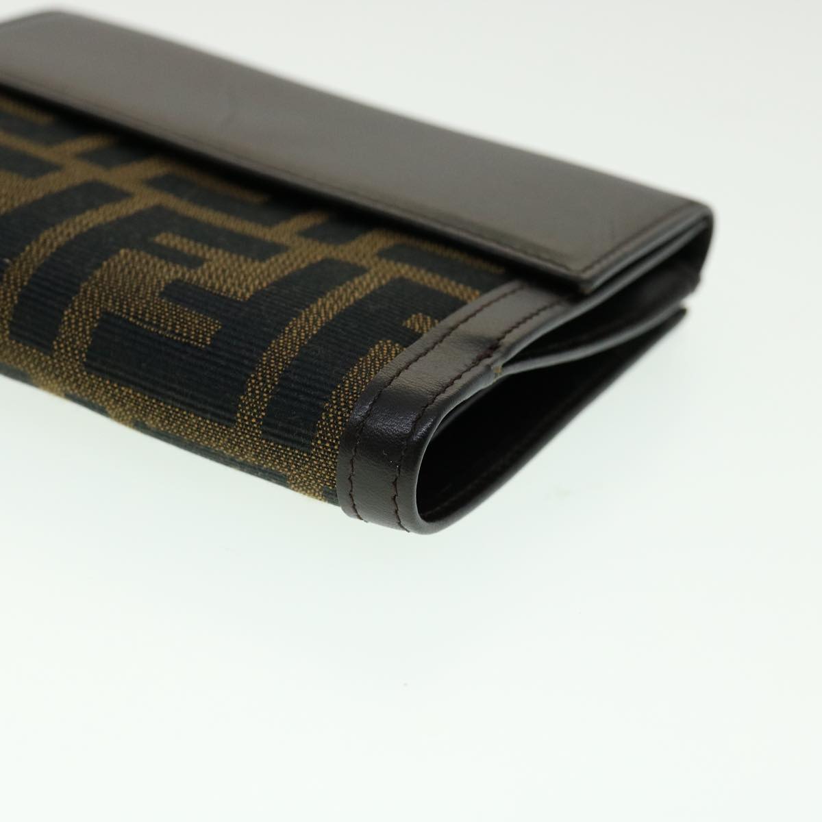 FENDI Zucca Canvas Wallet Black Brown 30916