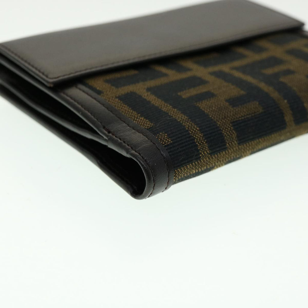 FENDI Zucca Canvas Wallet Black Brown 30916