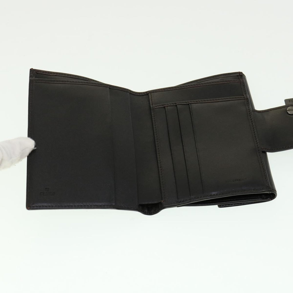 FENDI Zucca Canvas Wallet Black Brown 30916