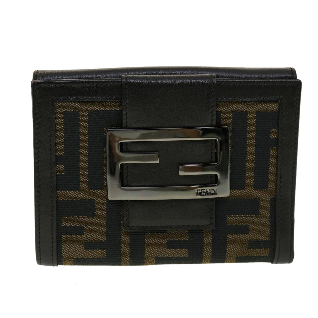 FENDI Zucca Canvas Wallet Black Brown 30916