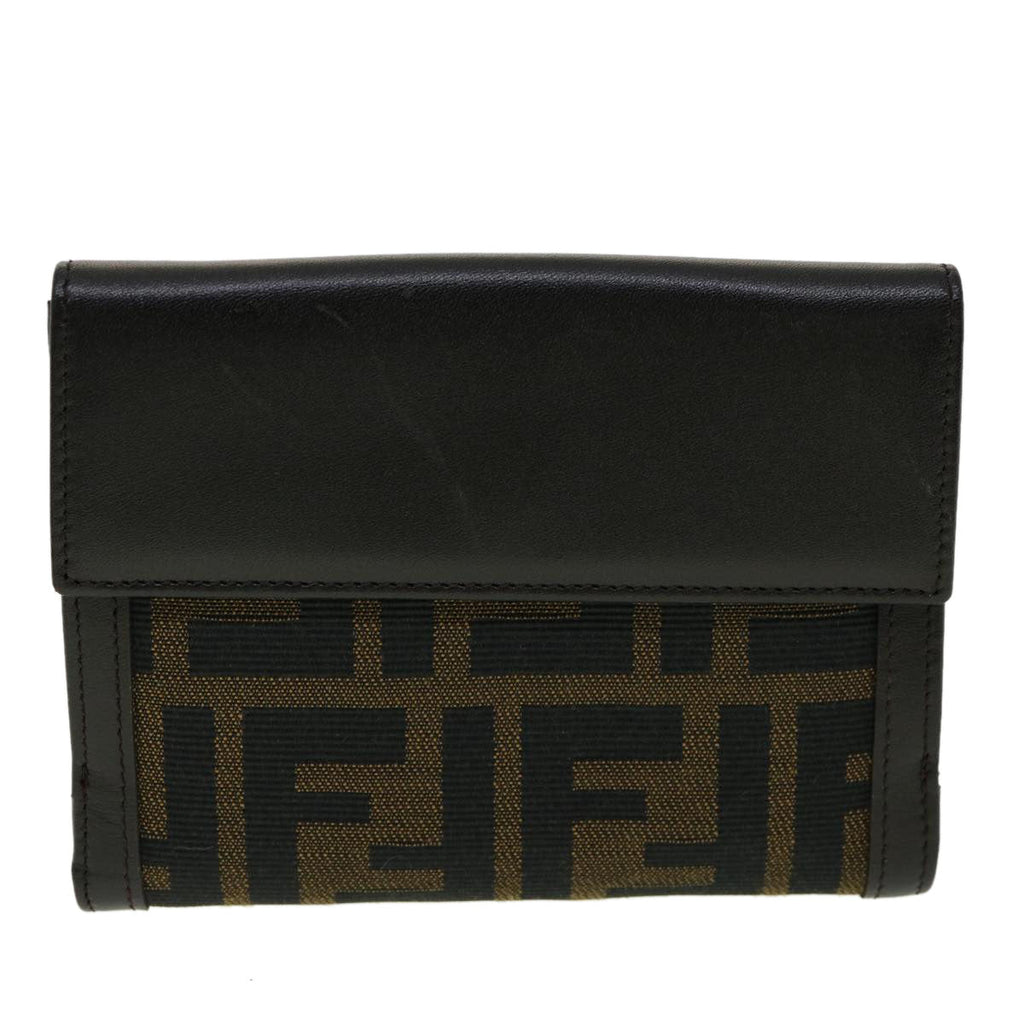FENDI Zucca Canvas Wallet Black Brown 30916