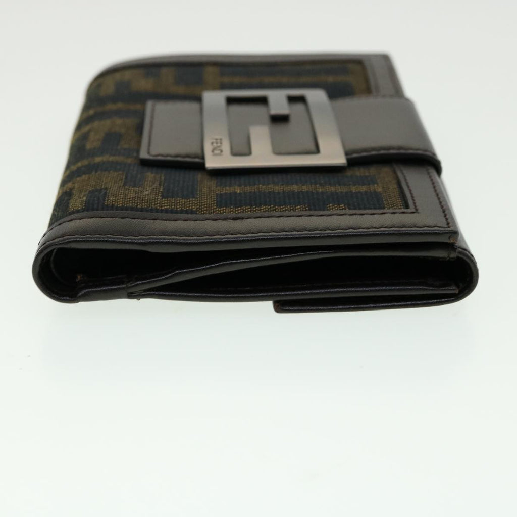 FENDI Zucca Canvas Wallet Black Brown 30916