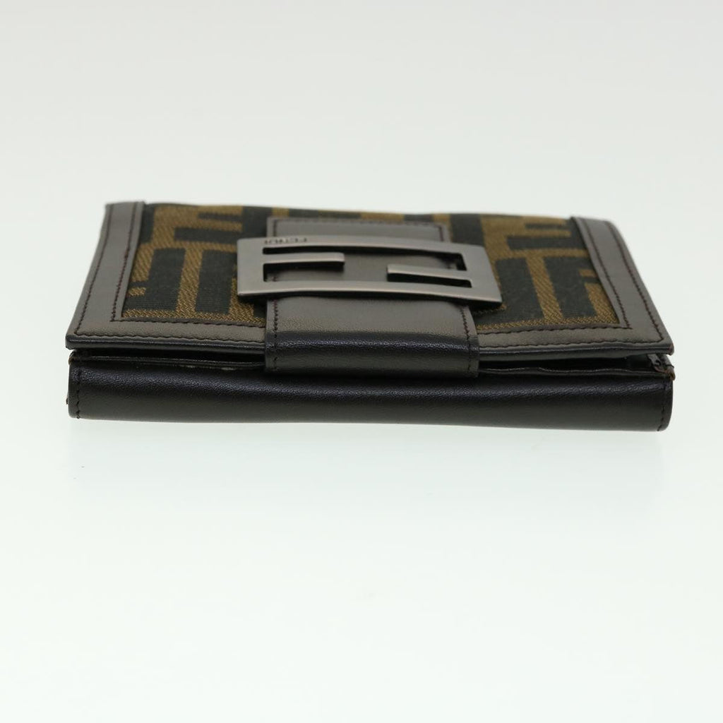 FENDI Zucca Canvas Wallet Black Brown 30916