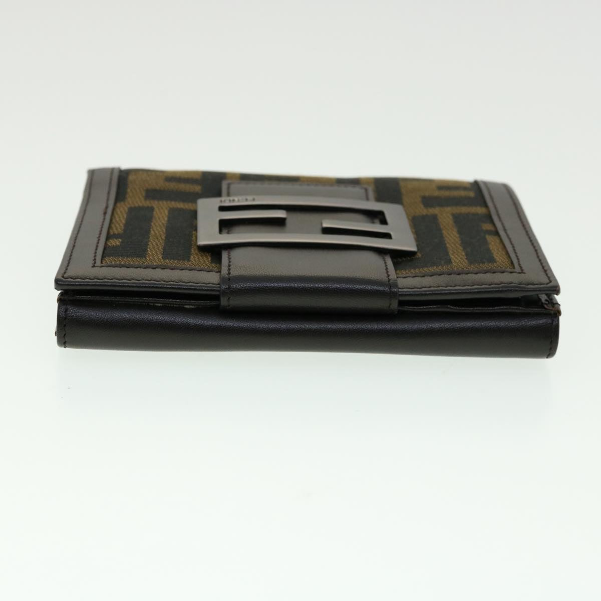 FENDI Zucca Canvas Wallet Black Brown 30916