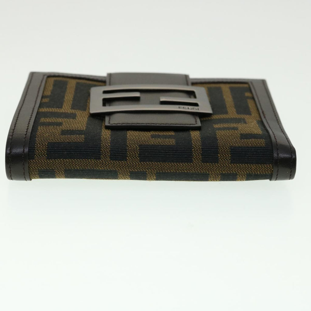 FENDI Zucca Canvas Wallet Black Brown 30916
