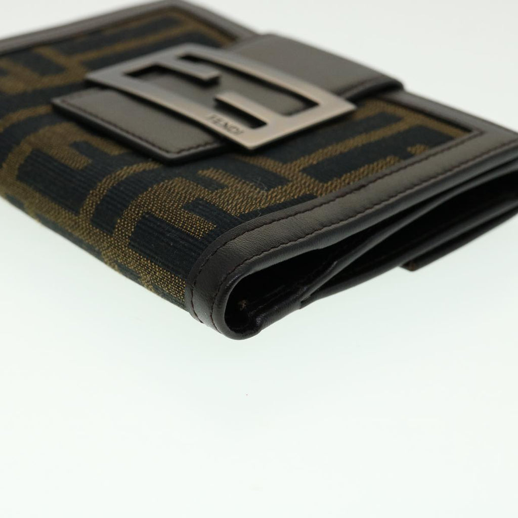 FENDI Zucca Canvas Wallet Black Brown 30916